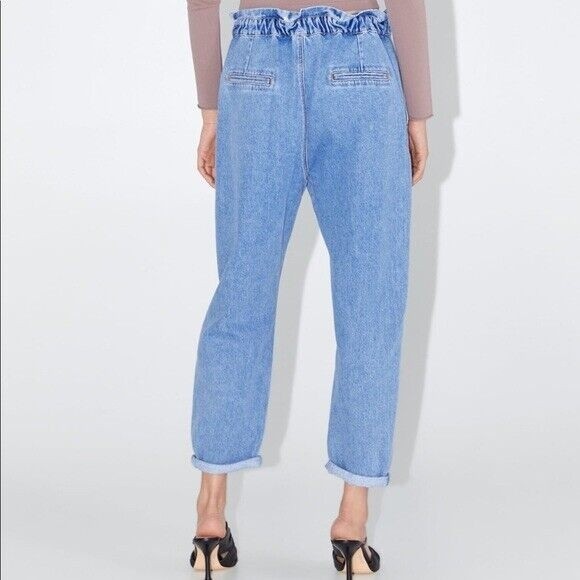 SOLD - ZARA BAGGY PAPERBAG JEANS | Slash Pockets | Size 6 - Picture 4 of 12